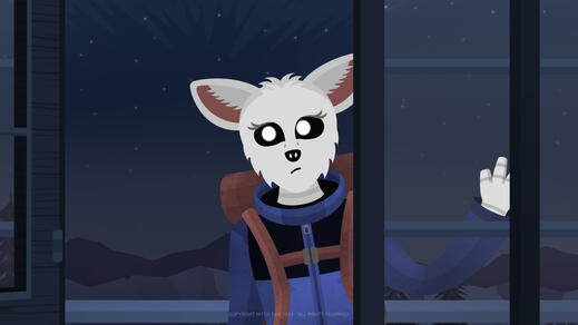 Ghost Willow Brooks peeking in the door of Fire Lookout Tower 22.