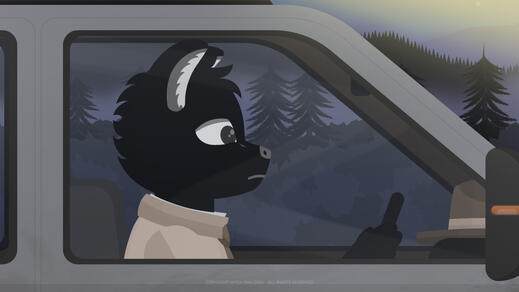 Ranger Ernest Green drives his park utility truck while deep in thought.